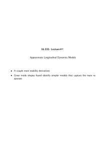 16.333:  Lecture Approximate Longitudinal Dynamics Models
