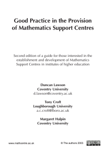 Good Practice in the Provision of Mathematics Support Centres