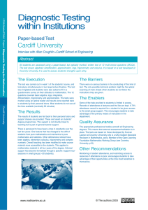 Diagnostic Testing within Institutions Cardiff University Paper-based Test