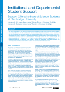 Institutional and Departmental Student Support Abstract