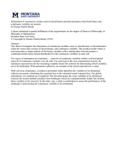 Elimination of continuous variates used in classification and discrimination when... continuous variables are present