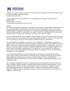 Differences in sight vocabulary achievement of dependent and independent first... by direct and indirect teaching methods