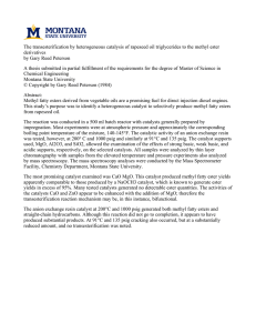 The transesterification by heterogeneous catalysis of rapeseed oil triglycerides to... derivatives