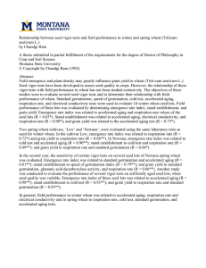 Relationship between seed vigor tests and field performance in winter... aestivum L.)