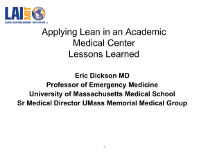 Applying Lean in an Academic Medical Center Lessons Learned