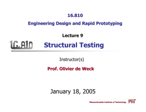 Structural Testing January 18, 2005 16.810 Engineering Design and Rapid Prototyping