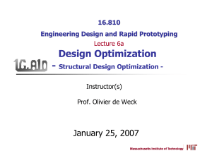 Design Optimization - January 25, 2007 16.810