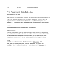 Final Assignment:  Body Extension An assignment in two parts