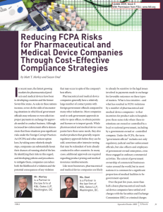 I Reducing FCPA Risks for Pharmaceutical and Medical Device Companies