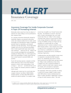 Insurance Coverage Insurance Coverage For Inside Corporate Counsel: