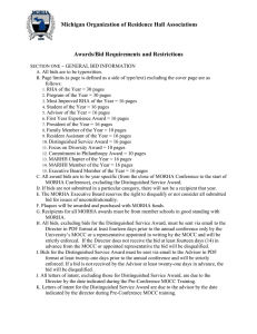 Michigan Organization of Residence Hall Associations Awards/Bid Requirements and Restrictions