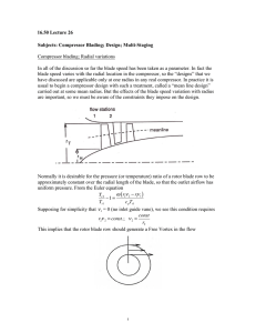 16.50 Lecture 26  Subjects: Compressor Blading; Design; Multi-Staging Compressor blading; Radial variations