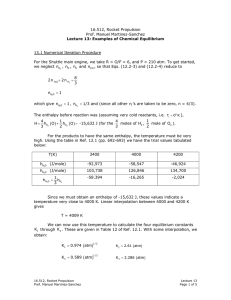 16.512, Rocket Propulsion Prof. Manuel Martinez-Sanchez  13.1 Numerical Iteration Procedure