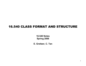 16.540 CLASS FORMAT AND STRUCTURE 16.540 Notes Spring 2006 E. Greitzer, C. Tan