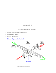 Lecture AC 2 Aircraft Longitudinal Dynamics • Linear Algebra in Action!