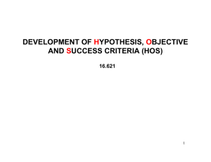 DEVELOPMENT OF YPOTHESIS, BJECTIVE AND