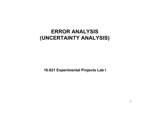 ERROR ANALYSIS (UNCERTAINTY ANALYSIS) 16.621 Experimental Projects Lab I 1