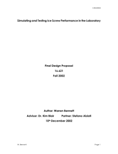 Simulating and Testing Ice Screw Performance in the Laboratory 16.621 Fall 2002