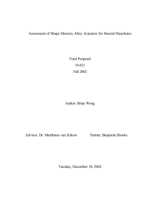 Assessment of Shape Memory Alloy Actuators for Steered Parachutes Final Proposal 16.621