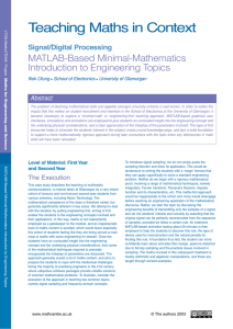 Teaching Maths in Context MATLAB-Based Minimal-Mathematics Introduction to Engineering Topics Signal/Digital Processing