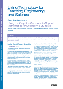 Using Technology for Teaching Engineering and Science Using the Graphics Calculator to Support