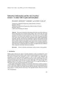 Subsurface deformation and the role of surface PRADEEP L MENEZES , KISHORE