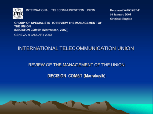 INTERNATIONAL  TELECOMMUNICATION  UNION Document WGOS/02-E 10 January 2003 Original: English