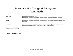 Materials with Biological Recognition (continued)