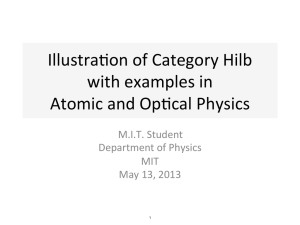 IllustraKon of Category Hilb with examples in  Atomic and OpKcal Physics