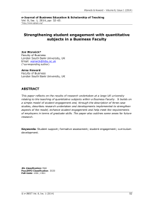 Strengthening student engagement with quantitative subjects in a Business Faculty