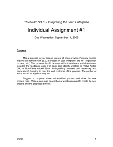 Individual Assignment #1 16.852J/ESD.61J Integrating the Lean Enterprise