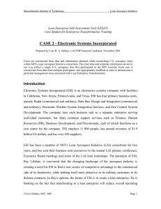 CASE 2 - Electronic Systems Incorporated Lean Enterprise Self-Assessment Tool (LESAT)