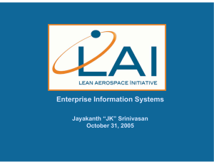 Enterprise Information Systems Jayakanth “JK” Srinivasan October 31, 2005