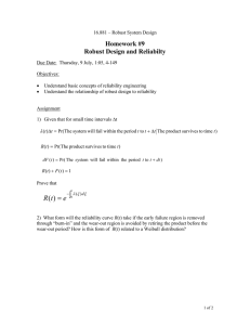 Homework #9 Robust Design and Reliabilty