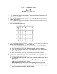 Quiz #2 Matrix Experiments