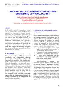 AIRCRAFT AND AIR TRANSPORTATION SYSTEMS ENGINEERING CURRICULUM AT MIT