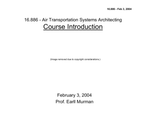 Course Introduction 16.886 - Air Transportation Systems Architecting February 3, 2004
