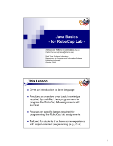 Java Basics - for RoboCup Lab -
