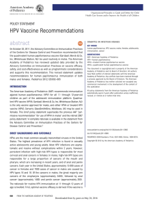 HPV Vaccine Recommendations abstract POLICY STATEMENT