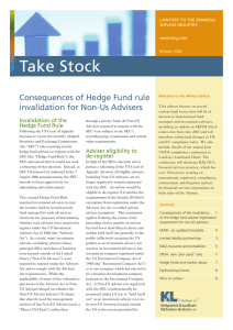 Take Stock Consequences of Hedge Fund rule invalidation for Non-Us Advisers