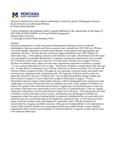 Structural characteristics and ecological relationships of male blue grouse (Dendragapus... [Say]) territories in southwestern Montana