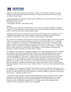 Differences in the grade placements of arithmetic concepts, in the... concepts, and the achievement attained by students in French and...