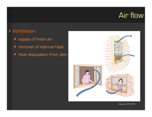 Air flow  Ventilation supply of fresh air