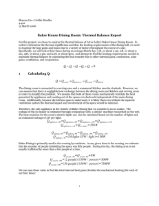 Baker House Dining Room: Thermal Balance Report