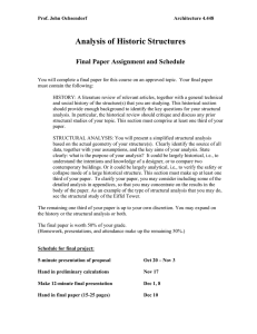 Analysis of Historic Structures Final Paper Assignment and Schedule