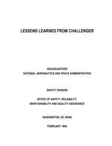 LESSONS LEARNED FROM CHALLENGER