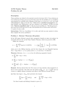 18.785 Number Theory Fall 2015 Problem Set #9 Description