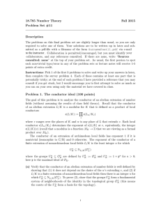 18.785 Number Theory Fall 2015 Problem Set #11 Description