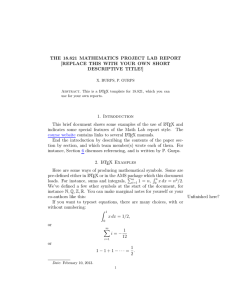 18.821  MATHEMATICS  PROJECT  LAB  REPORT THE [REPLACE