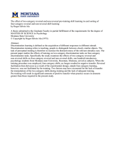 The effect of two-category reversal and non-reversal pre-training shift learning... four-category reversal and non-reversal shift learning